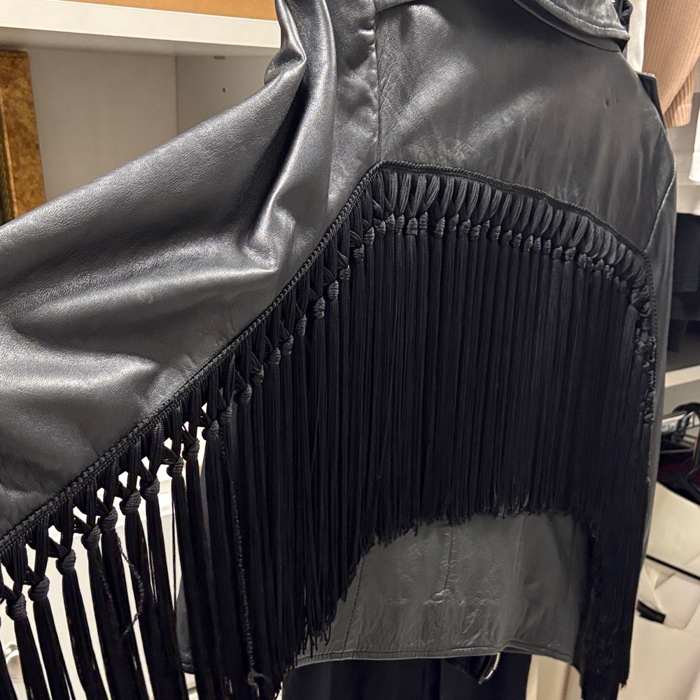 Uterque Black sheep Leather Jacket with Silver Zippers